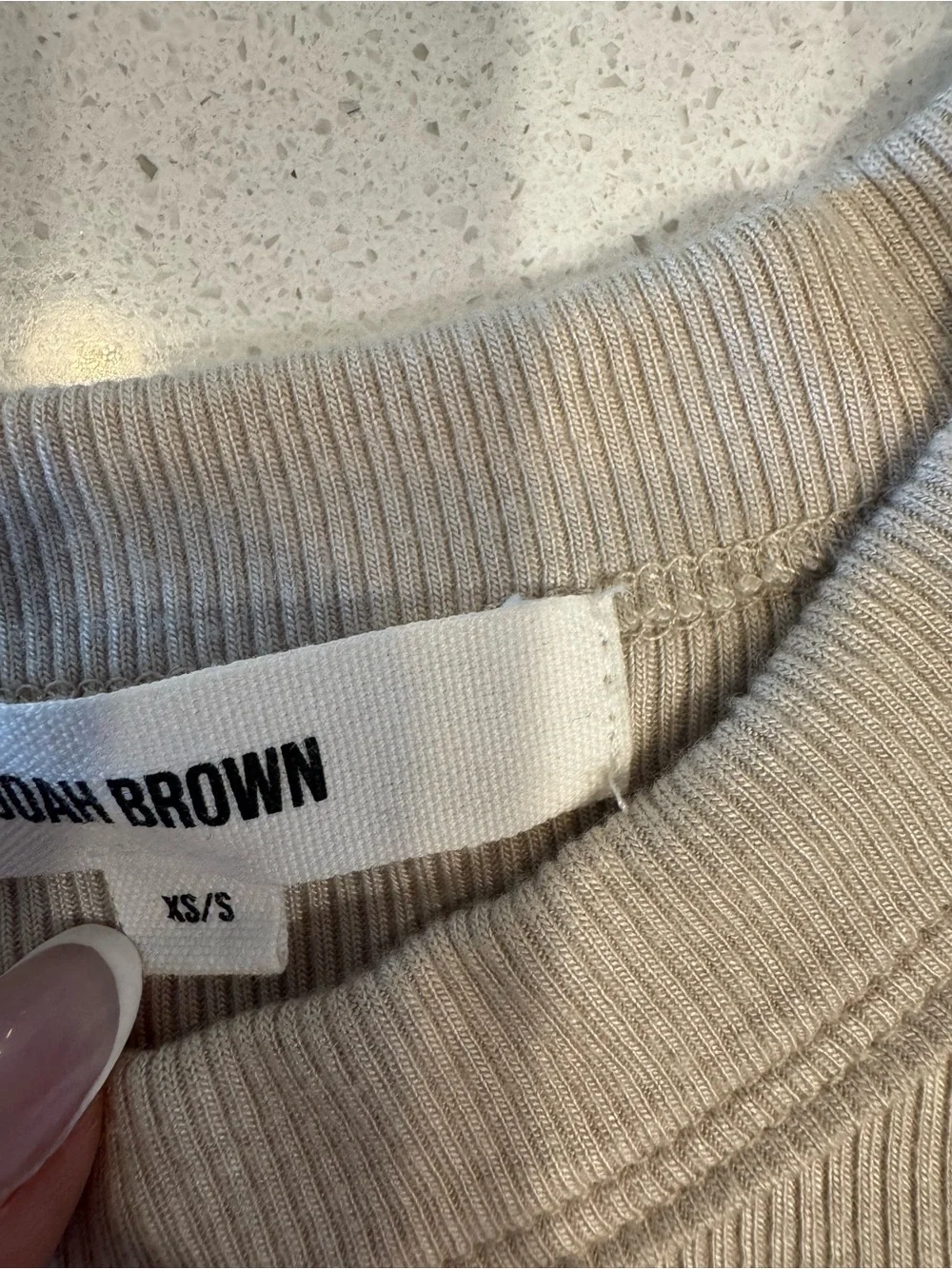 Joah Brown Ribbed Crewneck Tank Top - Taupe Beige - Picture 2 of 2
